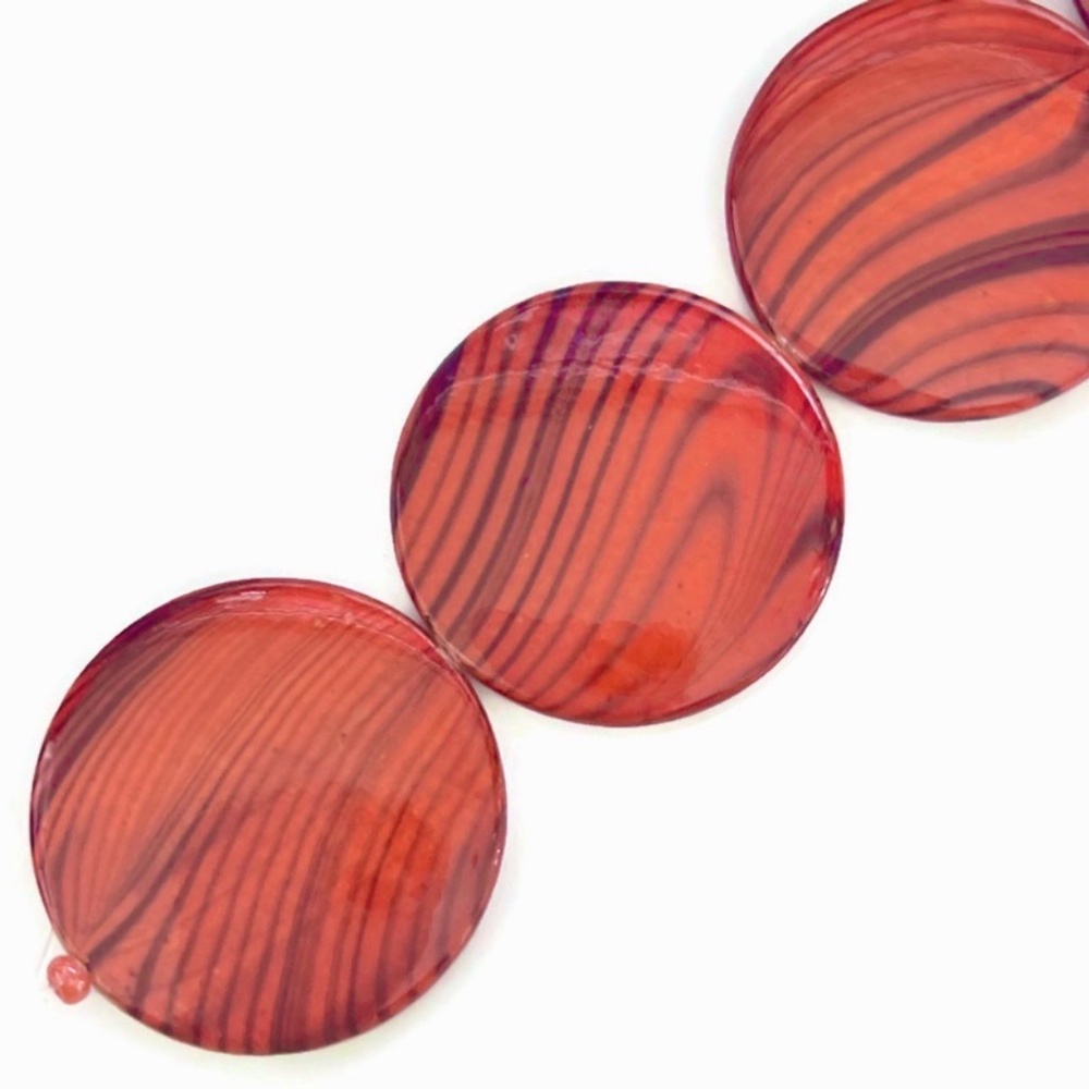 As Low As $2 Large Autumn Blaze Orange Tiger Stripe Shell Disc Beads 30mm (4)